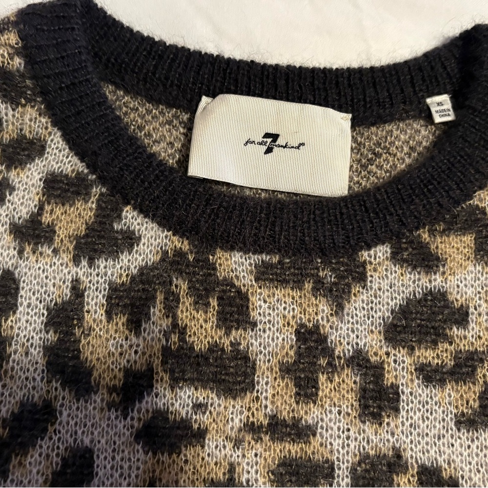 7 For All Mankind Women's Leopard Print Sweater - Black and Brown